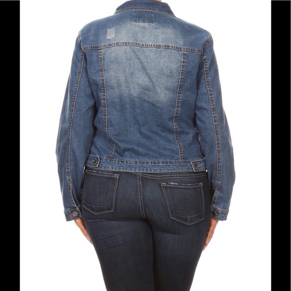 💥SOLD OUT!!💥NWT Plus Blue Denim Stretch Jacket - Picture 6 of 6